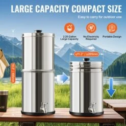 VEVOR Gravity-fed Water Filter System, 2.25G 304 Stainless-Steel Countertop System, Water Filtration System, Reduces Lead And Up To 99% Of Chlorine -Vevor GUEST 0d9ee0e2 9948 4504 952e 2b953f940ac1