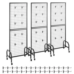VEVOR 3 Packs Grid Wall Panels, 1.9 X 5.4 Ft Wire Grid Panels Display Rack, Movable Art Display Shelf With Wheels And 30 Hooks, Black -Vevor GUEST 0dc4a563 0c9c 49d5 a9e2 dd99b62d7f2a
