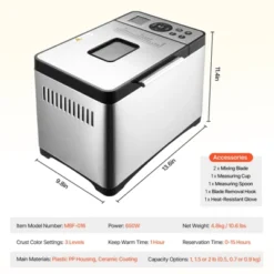 VEVOR Bread Maker, 19-in-1 2LB Dough Machine, Nonstick Ceramic Pan Automatic Breadmaker, 3 Loaf Sizes, 3 Crust Colors, Silver -Vevor GUEST 0e7f5436 56fc 419b a97f 5dc5a08bec97