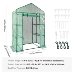 VEVOR Walk-in Green House, 4.6 X 2.4 X 6.7 Ft, Greenhouse With Shelves, High Strength PE Cover With Doors, Windows And Steel Frame,Set Up In Minutes -Vevor GUEST 0e8b8f05 95ef 41c0 8610 4726e1ea6497