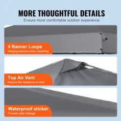 VEVOR Pop Up Canopy Tent, 10 X 10 Ft, 250 D PU Silver Coated Tarp, With Portable Roller Bag And 4 Sandbags, Waterproof And Sun Shelter Gazebo -Vevor GUEST 0ec30a19 0e03 4c7e 9b80 525c3f1ae250