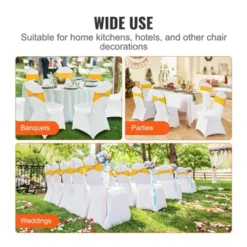 VEVOR Stretch Spandex Folding Chair Covers,Universal Fitted Chair Cover With Chair Sashes,Removable Washable Protective Slipcovers,30 Set Gold & White -Vevor GUEST 0eec0554 f865 4cce a560 84bf50c3e970