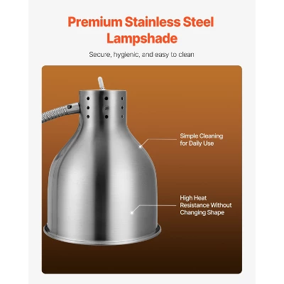 VEVOR Food Heat Lamp, 500W Electric Commercial Food Warmer Light, 2-Head Stainless Steel French Fry Heating Lamp With 3 Bulbs, Silver 5 VEVOR Food Heat Lamp, 500W Electric Commercial Food Warmer Light, 2-Head Stainless Steel French Fry Heating Lamp With 3 Bulbs, Silver - Image 5