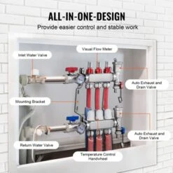 VEVOR 3-Branch Radiant Heat Manifold, 1/2" PEX Tubing Manifold, Stainless Steel PEX Manifold For Hydronic Radiant Floor Heating, Silver -Vevor GUEST 0f6085d6 5ced 457a 9c80 d113da87b2bf