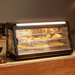 VEVOR 3-Tier Commercial Food Warmer Display, 1500W Food Display Warmer With Light, Adjustable Shelf And Temperature Display, Steam Heating, 180L