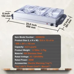 VEVOR Electric Buffet Server & Food Warmer, 25.6" X 15" Portable Stainless Steel Chafing Dish Set With Temp Control & Oven-Safe Pan -Vevor GUEST 0f78ef9e e897 44de 8152 fb188bf71661