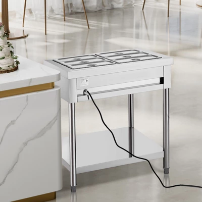VEVOR 6-Pan Commercial Food Warmer, 6 X 1/3 Pans Electric Steam Table, 1500W Buffet Catering Food Warmer With Undershelf, Stainless Steel,Silver 1 VEVOR 6-Pan Commercial Food Warmer, 6 X 1/3 Pans Electric Steam Table, 1500W Buffet Catering Food Warmer With Undershelf, Stainless Steel,Silver