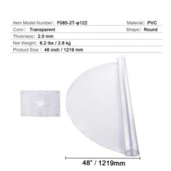 VEVOR Plastic Table Cover, 48 X 48 Inch 2.0 Mm Thick Clear Table Protector, Round PVC Desk Mat, Waterproof & Easy Cleaning Desk Pad Tablecloth 14 VEVOR Plastic Table Cover, 48 X 48 Inch 2.0 Mm Thick Clear Table Protector, Round PVC Desk Mat, Waterproof & Easy Cleaning Desk Pad Tablecloth -Vevor GUEST 0fbc8932 e4d8 484f b8b2 07e113475d3c
