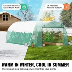 VEVOR Walk-in Tunnel Greenhouse, 19.4x9.7x6.5 Ft Hoop House Greenhouse Tunnel With Galvanized Steel Frame, Green PE Cover, 12 Windows -Vevor GUEST 102fa243 46aa 419f 926b f19f41e3e124