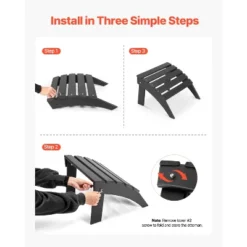 VEVOR Adirondack Ottoman, 18.7L X 19.7W X 13H Inch HDPE Plastic Folding Adirondack Ottoman, Weather-Resistant Foot Rest For Adirondack Chair, Black -Vevor GUEST 1041eefc 5029 453b b0dd 02568c5725df