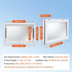 VEVOR Concession Window For Food Truck, 36"x24" Aluminum Alloy Food Truck Service Window, Up To 85 Degrees Stand Serving Window With Awning Door -Vevor GUEST 10975747 38b4 4664 b1ba 2bcc8fdb86ae