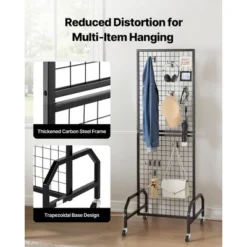 VEVOR Grid Wall Panel, 1.9 X 5.4 Ft Wire Grid Panels Display Rack, Movable Art Display Shelf With Wheels And 10 Hooks, Black 10 VEVOR Grid Wall Panel, 1.9 X 5.4 Ft Wire Grid Panels Display Rack, Movable Art Display Shelf With Wheels And 10 Hooks, Black -Vevor GUEST 11e28904 7681 403e a72f 6cf4540833bc