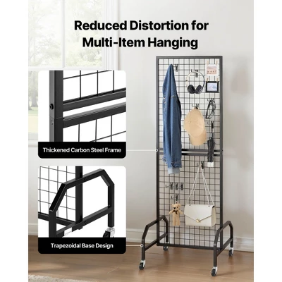 VEVOR Grid Wall Panel, 1.9 X 5.4 Ft Wire Grid Panels Display Rack, Movable Art Display Shelf With Wheels And 10 Hooks, Black 3 VEVOR Grid Wall Panel, 1.9 X 5.4 Ft Wire Grid Panels Display Rack, Movable Art Display Shelf With Wheels And 10 Hooks, Black - Image 3