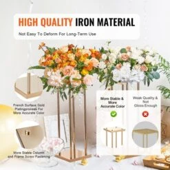 VEVOR 4PCS Gold Metal Column Wedding Flower Stand, 23.6inch High With Metal Laminate, Vase Geometric Centerpiece Stands, Cylindrical Floral Display -Vevor GUEST 1225e1a5 507c 4966 8426 79e09de3f0ce
