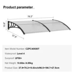 VEVOR Window Door Awning Canopy 40" X 80", UPF 50+ Polycarbonate Entry Door Outdoor Window Awning Exterior, Front Door Overhang Awning 14 VEVOR Window Door Awning Canopy 40" X 80", UPF 50+ Polycarbonate Entry Door Outdoor Window Awning Exterior, Front Door Overhang Awning -Vevor GUEST 124c71d7 5bb2 4662 8534 f88e181b83ea