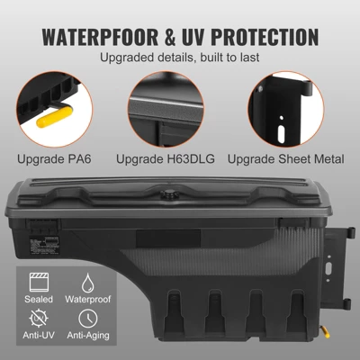 VEVOR Truck Bed Storage Box, Lockable Swing Case With Password Padlock, 6.6 Gal/25 L ABS Wheel Well Tool Box, Waterproof And Durable 3 VEVOR Truck Bed Storage Box, Lockable Swing Case With Password Padlock, 6.6 Gal/25 L ABS Wheel Well Tool Box, Waterproof And Durable - Image 3