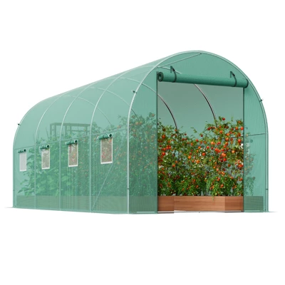 VEVOR Walk-in Tunnel Greenhouse, 14.6x6.4x6.3 Ft Hoop House Greenhouse Tunnel With Galvanized Steel Frame, Green PE Cover, Roll-up Zipper Door 8 VEVOR Walk-in Tunnel Greenhouse, 14.6x6.4x6.3 Ft Hoop House Greenhouse Tunnel With Galvanized Steel Frame, Green PE Cover, Roll-up Zipper Door - Image 8