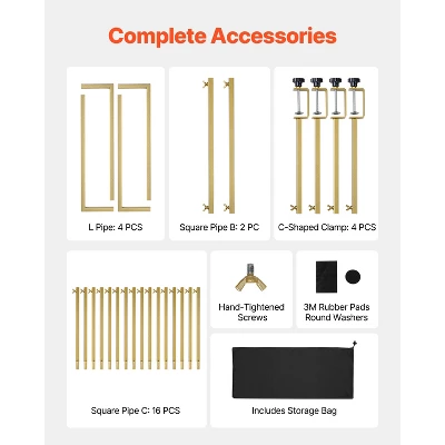 VEVOR Over The Table Rod Stand With Clamps, 13"-42" Tall & 28"-98" Length Adjustable, 2 Packs Table Arch Stand, Tabletop Balloon Arch Frame, Gold 6 VEVOR Over The Table Rod Stand With Clamps, 13"-42" Tall & 28"-98" Length Adjustable, 2 Packs Table Arch Stand, Tabletop Balloon Arch Frame, Gold - Image 6