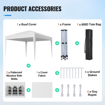 VEVOR Pop Up Canopy, 10 X 10 Ft, Instant Pop Up Gazebo Tent, Portable Easy Up Canopy With 3 Sidewalls & 2 Ventilated Windows, 3 Height Settings 6 VEVOR Pop Up Canopy, 10 X 10 Ft, Instant Pop Up Gazebo Tent, Portable Easy Up Canopy With 3 Sidewalls & 2 Ventilated Windows, 3 Height Settings - Image 6