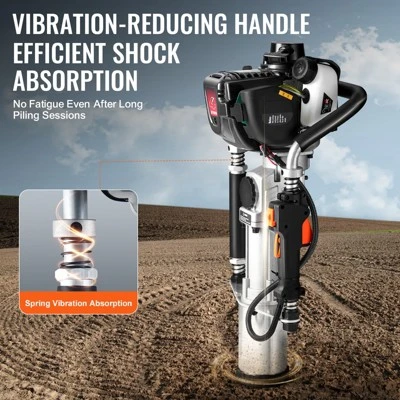 VEVOR 37.77cc Gas-Powered T Post Driver, 4-Stroke Engine Gasoline Fence Piling Pounder, With 3 Post Driving Head(45/55/88 Mm) , Silver 5 VEVOR 37.77cc Gas-Powered T Post Driver, 4-Stroke Engine Gasoline Fence Piling Pounder, With 3 Post Driving Head(45/55/88 Mm) , Silver - Image 5
