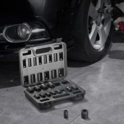 VEVOR 3/8" Drive Impact Socket Set, 14 Piece Shallow Socket Set Metric 7-20mm, 6 Point Cr-Mo Alloy Steel For Auto Repair, Easy-to-Read Size Markings