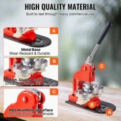 VEVOR Button Maker Machine, 58 Mm (2.25 Inch) Badge Punch Press Kit, Children DIY Gifts Pin Maker, Button Making Supplies, Orange -Vevor GUEST 16ad0965 288c 4525 8ef1 864fe562cc4b