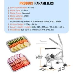 VEVOR Commercial Vegetable Slicer, 1/2 Inch Fruit Slicer, Stainless Steel And Aluminum Alloy Vegetable Cutter Slicer Machine, Manual Slicer -Vevor GUEST 17056059 9b08 4c0e 9c22 06db7ed4ad03