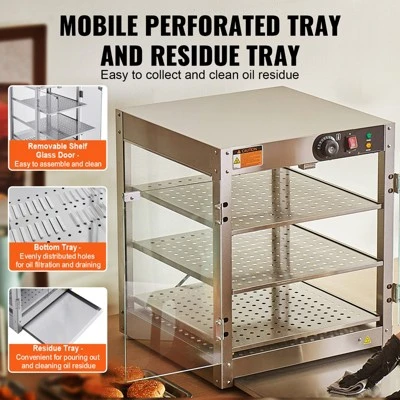 VEVOR 3-Tier Commercial Food Warmer Display, 800W Food Display Warmer With Light, 86℉~185℉ Temperature Control, 90L Large Capacity 4 VEVOR 3-Tier Commercial Food Warmer Display, 800W Food Display Warmer With Light, 86℉~185℉ Temperature Control, 90L Large Capacity - Image 4