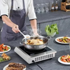 VEVOR Portable Induction Cooktop, 1800W Commercial Induction Burner With 9 Temperature Settings, Stainless Steel Countertop Induction Hot Plate