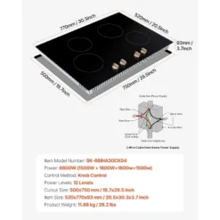 VEVOR Induction Cooktop, 6600W Electric Countertop Burner,4 Burner Knob Control Stove,Built-in Induction Cooktop With 12 Temperature Settings, Black -Vevor GUEST 174e43bf c062 4c92 bdb4 def56fb47e69
