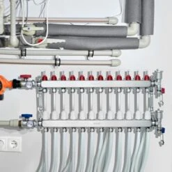 VEVOR 12-Branch Radiant Heat Manifold, 1/2" PEX Tubing Manifold, Stainless Steel PEX Manifold For Hydronic Radiant Floor Heating, Silver