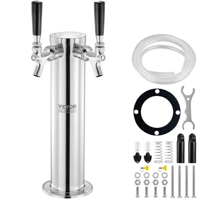 VEVOR Dual Taps Draft Beer Tower Dispenser, Stainless Steel Keg Beer Tower, Kegerator Tower Kit With Pre-Assembled Tubing 8 VEVOR Dual Taps Draft Beer Tower Dispenser, Stainless Steel Keg Beer Tower, Kegerator Tower Kit With Pre-Assembled Tubing - Image 8