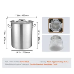 VEVOR Stainless Steel Stockpot, 42 Quart Large Cooking Pots, Cookware Sauce Pot With Basket, Lid, And Handle, Heavy Duty Grade Stock Pot, Silver -Vevor GUEST 17960d7c f968 41f1 a98f 9eb57727a03d