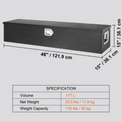 VEVOR Heavy Duty Aluminum Truck Bed Tool Box, Diamond Plate Tool Box With Side Handle And Lock Keys, Storage Tool Box Chest Box Organizer, Black -Vevor GUEST 1819ec04 4d1f 47b3 9190 1b5227de5093