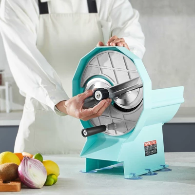 VEVOR Manual Vegetable Fruit Slicer, 0-0.5"/0-12mm Thickness Adjustable Commercial Slicer Machine, Double Feed Ports, Stainless Steel Blade Cutter 1 VEVOR Manual Vegetable Fruit Slicer, 0-0.5"/0-12mm Thickness Adjustable Commercial Slicer Machine, Double Feed Ports, Stainless Steel Blade Cutter