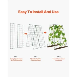 VEVOR Cucumber Trellis For Climbing Plants, 46" X 32" Foldable Cucumber Trellis Set With Plant Clips, Metal Garden Trellis For Raised Bed -Vevor GUEST 195b22fb 8c4e 46e9 83e4 b1ed4de2a013