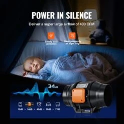 VEVOR Inline Duct Fan, 6-Inch 400 CFM With Variable Speed Controller, Quiet AC-motor Ventilation Exhaust Fan For Cooling Booster, Black -Vevor GUEST 19b65b23 e20e 4b57 a428 273e2892e7f6