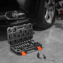 VEVOR 3/8" Drive Impact Socket Set, 25 Piece Deep & Shallow Socket Set SAE 5/16" - 1", 6 Point Cr-Mo Alloy Steel For Auto Repair, Easy-to-Read