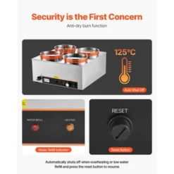 VEVOR Electric Soup Warmer, Four 6.34QT Stainless Steel Round Pot With 86~185°F Adjustable Temp, 1500W Commercial Bain Marie, Silver -Vevor GUEST 1aab67ef b89a 4a22 be7c c5d2e6419184