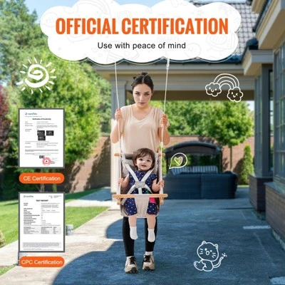 VEVOR Canvas Hammock Swing, 3 Modes Baby Swing Indoor And Outdoor With 5-Point Harness, And Tree Straps, 150lbs Weight Capacity, Integrated Cushion 6 VEVOR Canvas Hammock Swing, 3 Modes Baby Swing Indoor And Outdoor With 5-Point Harness, And Tree Straps, 150lbs Weight Capacity, Integrated Cushion - Image 6