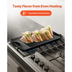 VEVOR Reversible Grill/Griddle, 20x10 Inch Pre-Seasoned Cast Iron Griddle, Portable Rectangular Pan With Handle, Family Cookware, Black -Vevor GUEST 1b203b2e a0bf 4caa adfb a1afd6f7d410