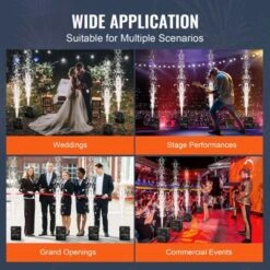 VEVOR Cold Spark Machine, 4 Pack 500W Output Fireworks Controllers, 6.6-13ft Adjustable Height, With Advanced DMX System, Screen, Black -Vevor GUEST 1b294a13 47e4 43c2 9756 1c2484be12b4