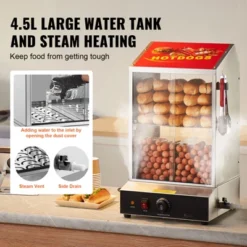 VEVOR Hot Dog Steamer, 39QT, 2-Tier Hot Dog Hut Steamer, 86℉~185℉ Temperature Control, Electric Bun Warmer With Tempered Glass Slide Doors -Vevor GUEST 1bf4a3e1 9831 41cd b1df 1455993d96e5