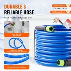 VEVOR 50ft Heated Water Hose For RV, Heated Drinking Water Hose Antifreeze To -45°F, Automatic Self-regulating,5/8" I.D. With 3/4" GHT Adapter, Blue -Vevor GUEST 1c685846 426b 4f8d aeb6 c58bbc1ca97c