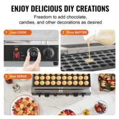 VEVOR Mini Dutch Pancake Maker, 50PCS 43mm Diameter Dorayaki Baker Machine, 1700W Commercial Electric Poffertjes Grill, Non-stick Stainless Steel -Vevor GUEST 1ca48ddf 06f0 4c7f 8956 2c3238451c5c