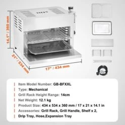 VEVOR Propane Steak Grill, Portable Infrared Broiler, 1500°F Stainless Steel Barbecue Infrared Grill With 6-Tier Adjustable Rack, Silver 14 VEVOR Propane Steak Grill, Portable Infrared Broiler, 1500°F Stainless Steel Barbecue Infrared Grill With 6-Tier Adjustable Rack, Silver -Vevor GUEST 1ca9b60f 6dd3 4d69 8a69 2daea1ae99d8