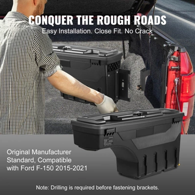 VEVOR Truck Bed Storage Box, Lockable Swing Case With Password Padlock, 6.6 Gal/25 L ABS Wheel Well Tool Box, Waterproof And Durable 6 VEVOR Truck Bed Storage Box, Lockable Swing Case With Password Padlock, 6.6 Gal/25 L ABS Wheel Well Tool Box, Waterproof And Durable - Image 6