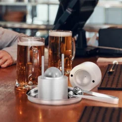 VEVOR Ice Ball Press Kit, Aircraft Al Alloy Ice Press With Ice Block Mold, Large Mat, Tong, Drip Tray, One Glass, Round Ice Ball Maker 2.4"/60 Mm