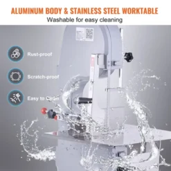 VEVOR Electric Meat Bandsaw, 1100W Stainless Steel Countertop Bone Sawing Machine, Workbeach 19.3" X 15", 0.16-7.9 Inch Cutting Thickness, Silver -Vevor GUEST 1d0acd47 cfea 45bb b501 28a54709fb24