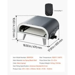 VEVOR Propane Outdoor Pizza Oven, 12 Inch Gas Pizza Maker, Portable Pizza-Cooker With Thickened Pizza-Stone, Carry Bag, Pizza-Oven, Black -Vevor GUEST 1d215426 b6be 4480 a2d2 62c02514b283